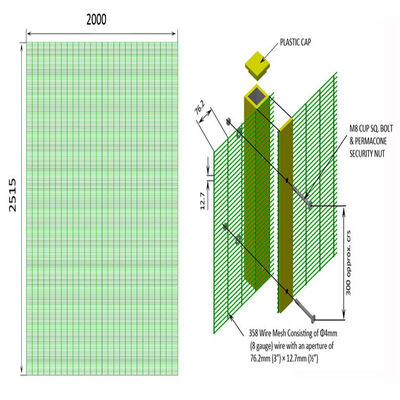 Heat Treated 358 Security Mesh 4mm Wire 358 Mesh Fence Powder Coated