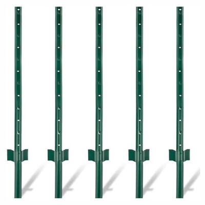 Green Painted Metal Fence T Post 6.5ft Steel Studded Fence Powder Coated