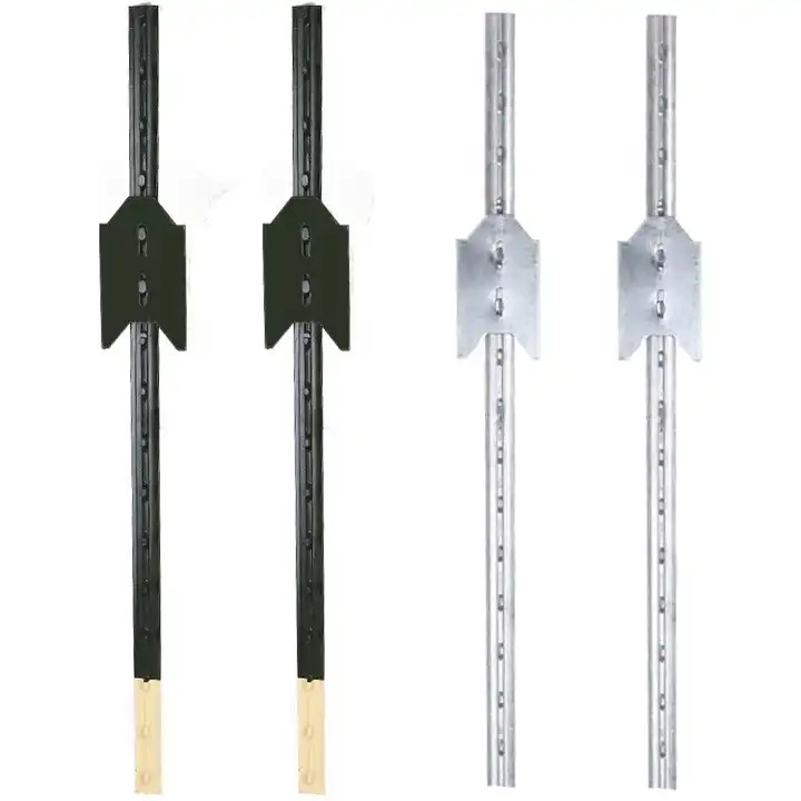 Temporary Steel Posts 6.5Ft Black Metal Fence Post Hot Galvanized Steel Fence T Posts